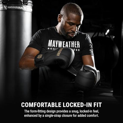 Hayabusa Mayweather Contender Boxing Gloves for Men and Women - color: Black/Gold, size: 12oz