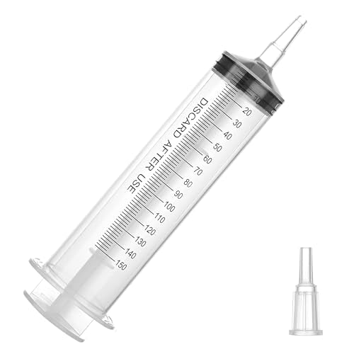150ml Large Syringe for Thick Liquids, Plastic Syringe Without Needle for Scientific Labs, Industrial Fluid Transfer & Lubricant Dispensing, Individually Wrapped - style: 150cc