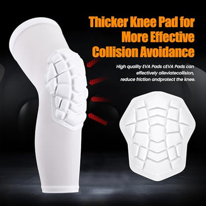 Basketball knee pads, compression leg covers for teenagers and adults, wrestling knee pads, football volleyball, pickleball, weightlifting knee pads (1 pair) (White, X-Small) - color: Long white, size: X-Small
