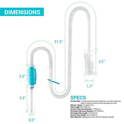 TERA PUMP TRFTCLN Aquarium Gravel Cleaner (BPA Free) Aquarium Sand Cleaner/Water Siphon with Long Nozzle & Water Flow Controller (10-20 Gallon Tank) - size: Large