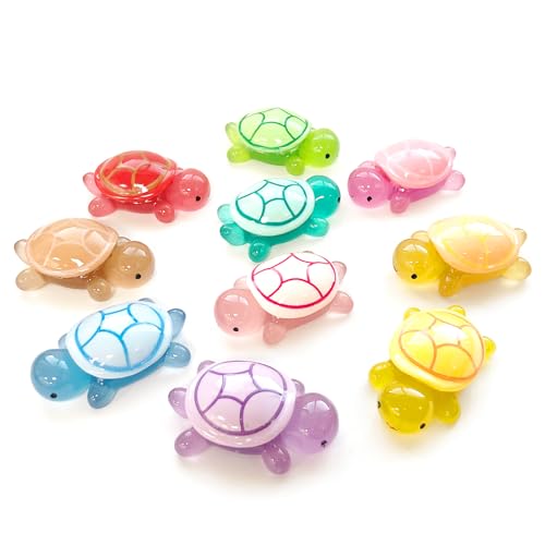 10 Pcs Extra Large Luminous Resin Turtles Figures Sea Crafts Glow in The Dark Bulk Plastic Ocean Animals Figurines to Hide 10 Colors Dollhouse Garden Aquarium Micro Landscape Decor - size: Extra Large