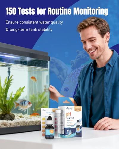 Pawfly Aquarium pH Test Kit, Accurate Fish Tank pH Testing Kit, Easy-to-Read pH Water Test Kit with Test Tube & Color Chart, Aquarium Liquid Test Kit for Freshwater & Saltwater - color: Blue Box Pack