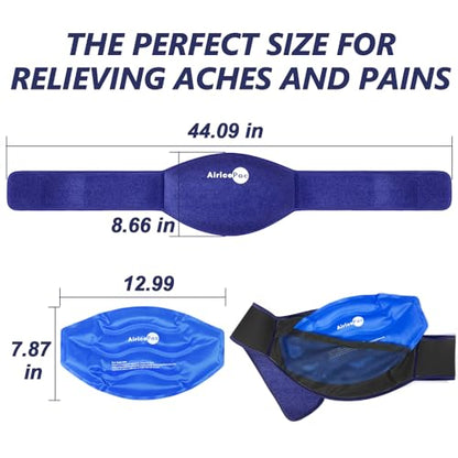 AiricePac Ice Pack for Back Pain Relief, Reusable Gel Lower Back Wrap, Cold Compress Therapy for Waist Lumbar Injuries, Sciatic Nerve, Herniated or Degenerative Disc, Coccyx, Tailbone Pain Blue - style: BACK ICE PACK
