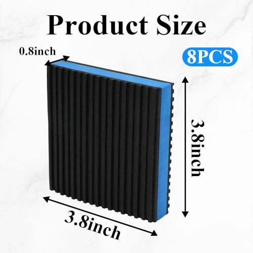 8 Pack Rubber Anti Vibration Pads, 4" x 4" x 0.8" EVA Sound Isolation Pads, Square Vibration Damping Mat Floor Protector for Washing Machine, Dryer, Treadmill and Home Appliances