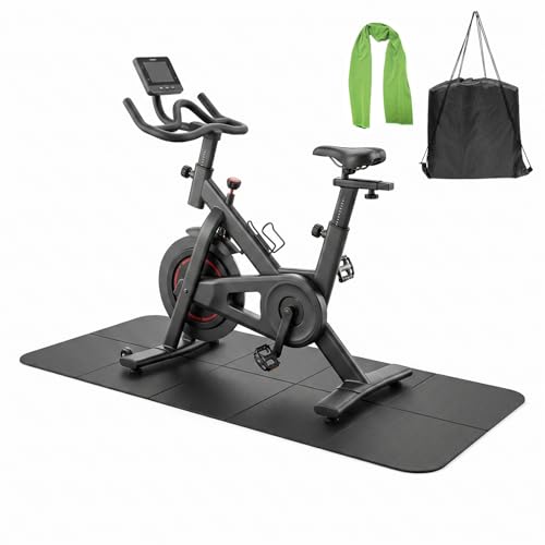 Bike Mat Compatible with Peloton Bike,6mm Thick,Elliptical,Treadmill Mat,Under Exercise Bike Trainer Pad for Indoor Stationary Spin Bike Gym Equipment Hardwood Floor Carpet Protector - size: 48"L x 24"W x 0.3"Th