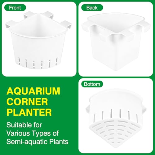2026 Latest Model Large Aquarium Corner Planter Hanging Plant Holder for Fish Tank Aquaponic Plant Cultivation and Aquascape Accessories Decorations (1 Pack) White