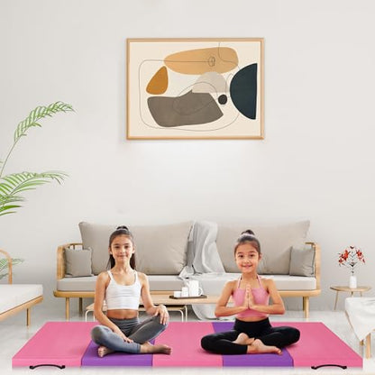 GarveeLife Folding Gymnastics Mat, Exercise Mats & Gymnastics Tumbling Mats, Thick Portable Home Gym Floor Pad for Yoga, Pilates, Aerobics & Martial Arts Training, five Pads Folding design