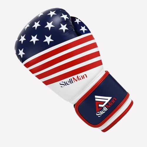 Boxing Gloves for Men & Women – Premium Synthetic Leather USA Flag Training Gloves for Boxing, Kickboxing, Muay Thai, MMA, Sparring & Heavy Bag Workout