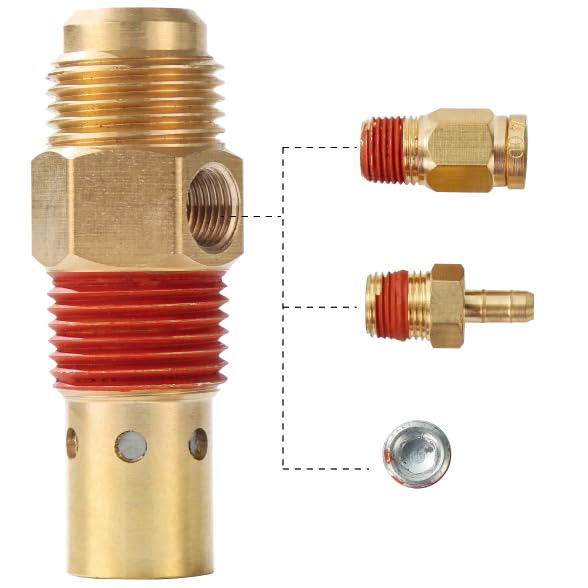 4PC Air Compressor Replacement Parts Brass 1/2" flare x 1/2 Inch MNPT Compressor in Tank Check Valve Kit with Three Different Unloader Tube Fittings 20 SCFM