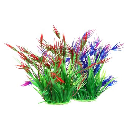 Alipis 2pcs Artificial Aquarium Grass Plants Fish Tank Decorations Flat Bottom and Weighted Base Lifelike Underwater Plant Arrangement