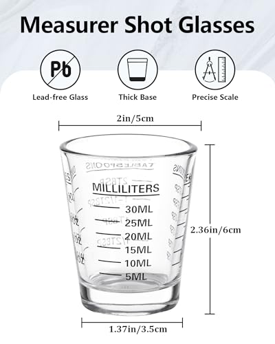Shot Glasses Measuring Cup Set 4PACK Espresso Shot Glasses Liquid Heavy Glass 26-Incremental Measurement 1 OZ, 2 TBS, 6 TSP, 30 ML Kitchen Tools (Black) - color: 4 Pack-Black