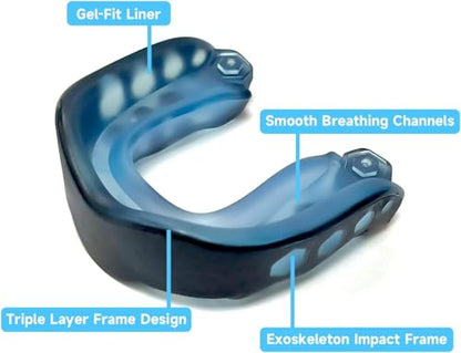 2 Pack Football Mouthguard,Sports Mouth Guard with Straps and Case,Youth Football Mouthpiece Mouth Protectionfor Kid&Youths,Youth Mouth Guard Mouthpiece for Boxing,Lacrosse,Basketball,Hockey,MMA - size: Youth