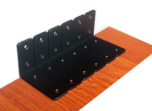 6 Pack - L 4" x H 3" x W1.5, 5mm Thick Black L Shelf Bracket, Iron Shelf Brackets, Metal Shelf Brackets, Floating Shelf, Shelf Supports with Screws - size: 4''x3'', style: Black 6 Pack