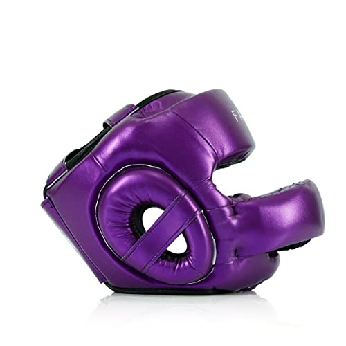 Fairtex HG17 Pro Sparring Headgear, Muay Thai Kickboxing Boxing Head Guard - color: Metallic Purple, size: Medium