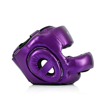 Fairtex HG17 Pro Sparring Headgear, Muay Thai Kickboxing Boxing Head Guard - color: Metallic Purple, size: Medium
