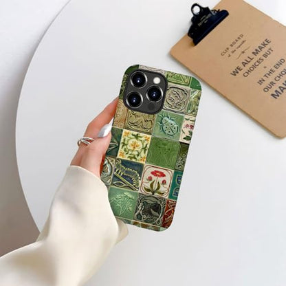 Compatible with iPhone 14 Pro Max,Durable & Shockproof Phone Case Cover Design - Collage Tiles Vines Snails Nature - color: Collage Tiles Vines Snails Nature, size: iPhone 14 Pro Max