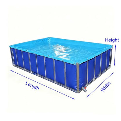 GZHERVICES Canvas Fish Pond, Heavy-Duty Square Design with Support Frame, Foldable Large-Capacity Tank, Knife-Coated Fabric Reservoir, Suitable for Aquaculture, Koi Farming, and Irrigation(2x1x0.8m) - size: 2x1x0.8m