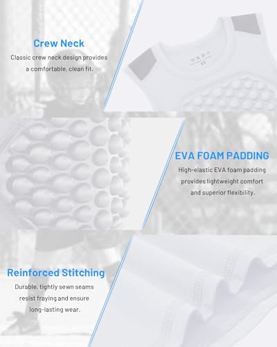 Blueleaf Youth Baseball Chest Protector Padded Compression Sleeveless Shirt Rib Heart Sternum Guard Softball Football - color: White with Gray, size: Small