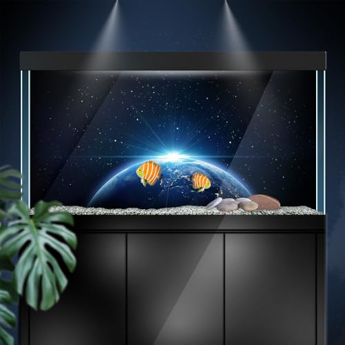 Aquarium Background Stickers - Earth, Starry Space, Cosmic - Fish Tank Reptile Terrarium Decor Poster (60 x 40 cm / (23.6 x 15.7 inches)) - size: 60 x 40 cm / (23.6 x 15.7 inches)