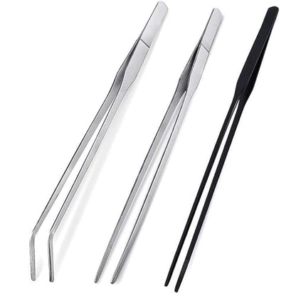 3Pcs Reptile Metal Feeding Tongs, Snake Tank Long Tweezers Fit Bearded Dragon Tarantula Spider Gecko Lizard Frog Turtle Ball Python Aquarium Terrarium