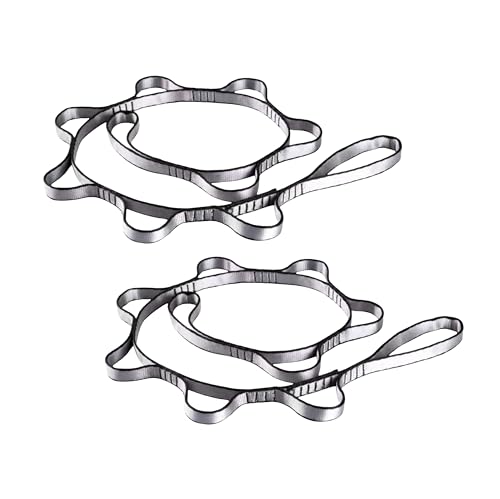 2pcs safety daisy chain, multi-ring adjustable nylon strap rope yoga pilates stretch band - color: Gray, size: Length：1.5m
