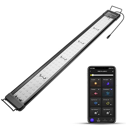 hygger 50W Smart Aquarium Light, Bluetooth LED Light with App Control, Full Spectrum Fish Tank Light with 24/7 Lighting Cycle, 5 Modes, Adjustable Timer, for 36"-42" Freshwater Planted Tank