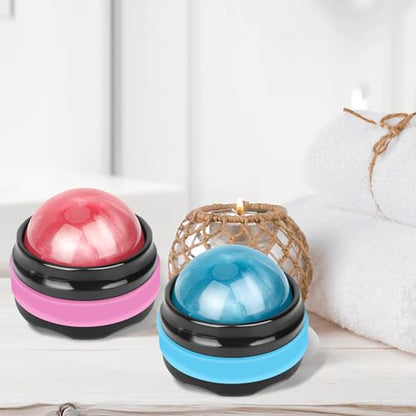 Coolrunner Massage Ball, 2-Pack Handheld Manual Roller Massager, Blue+Pink - color: Blue+pink