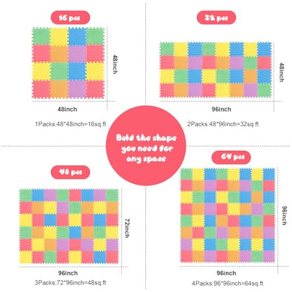 Shihanee 16 Foam Floor Interlocking Tiles, 11.8 x 11.8 Inch, Colorful - color: Colorful