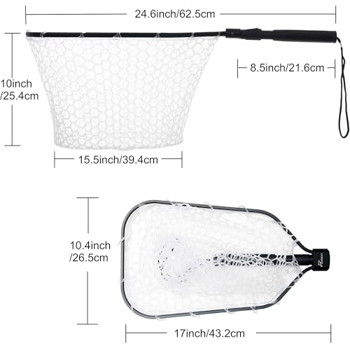 GOODCAT Fly Fishing Net, Bass Trout Landing Net, Folding Fishing Nets Fresh Water, Safe Fish Catching or Releasing, Fly Fishing net Magnetic Release