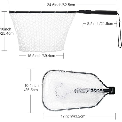 GOODCAT Fly Fishing Net, Bass Trout Landing Net, Folding Fishing Nets Fresh Water, Safe Fish Catching or Releasing, Fly Fishing net Magnetic Release
