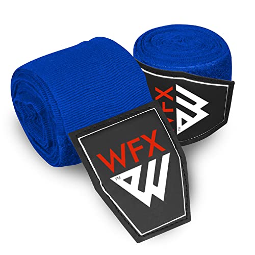 WFX Boxing Hand Wraps 3.5 4.5 Meter Martial Arts Bandages Inner Gloves Wrist Support Straps Punching Under Hand Knuckles Heavy Elasticated Training Bag Mitts Muay Thai - color: Blue, size: 4.5 M