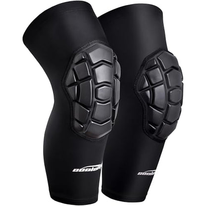 COOLOMG Football Knee Pads Wrestling Basketball Volleyball Youth Kids Adult | Protective Knee Compression Sleeves - color: Solid Black, size: Medium