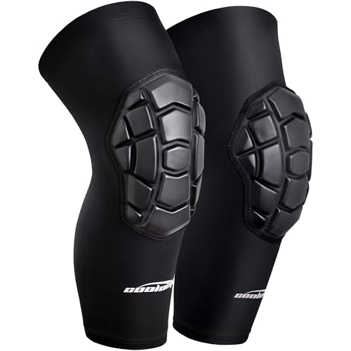 COOLOMG Football Knee Pads Wrestling Basketball Volleyball Youth Kids Adult | Protective Knee Compression Sleeves - color: Solid Black, size: Medium