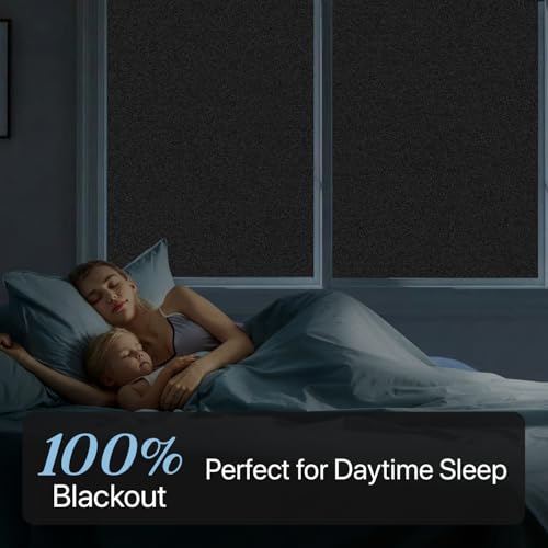 Blackout Window Film, Black Aquarium Background, Black Out Windows Cling Room Darkening Sun Blocking Removable Window Covers Tint for Home17.5 x 78.7 Inches - color: Black, size: 17.5"x 78.7"