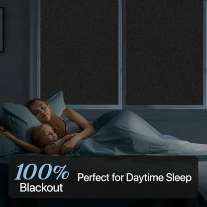 Blackout Window Film, Black Aquarium Background, Black Out Windows Cling Room Darkening Sun Blocking Removable Window Covers Tint for Home17.5 x 78.7 Inches - color: Black, size: 17.5"x 78.7"