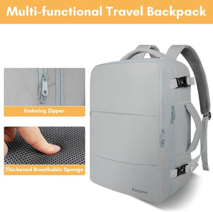 Taygeer Carry On Backpack, Womens Travel Backpack with Water Bottle Pocket | Laptop Mochila 15.6inch Flight Approved with Shoe Pouch, College Teacher Tote Bag for Business Travel Supplies, Grey - color: Elephantgray, size: Large