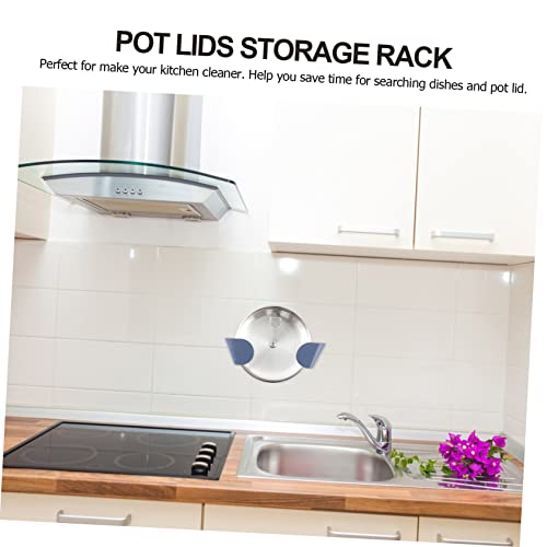 Alipis 5 Pair Blue Abs Frosted Kitchen Lid Holder Seamless Adhesive Pot Lid Storage Rack with Hook and Stand Function Non Deformable Multifunctional Organizer for Pots Trays and Kitchen