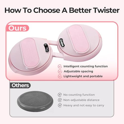 Waist Twisting Machine Exercise - Ab Twister Board MAX 300LBS | Intelligent Counting Lap & Calorie & Time, with 2 Resistance Bands | 3 Adjustable Distances to Suit Different Exercise Needs
