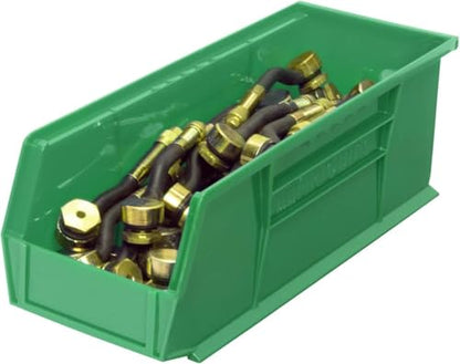 Akro-Mils 30234 AkroBins Plastic Storage Bins, Space-Saving Stackable Bins for Garage, Pantry, Craft Organization, 15" x 5" x 5", Green, 12-Pack - color: Green