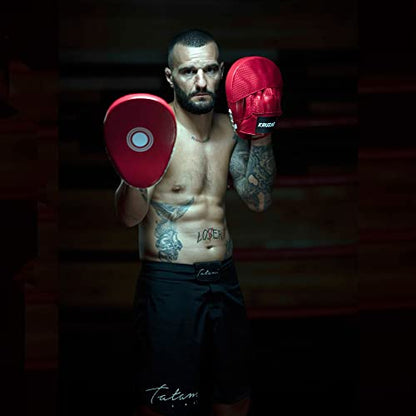 Kruzak Plain Punching Focus Mitts, Curved Hook and Jab Mitts for Muay Thai, MMA Training, Focus Pads for Boxing, Martial Arts, and Punching Target - color: Red