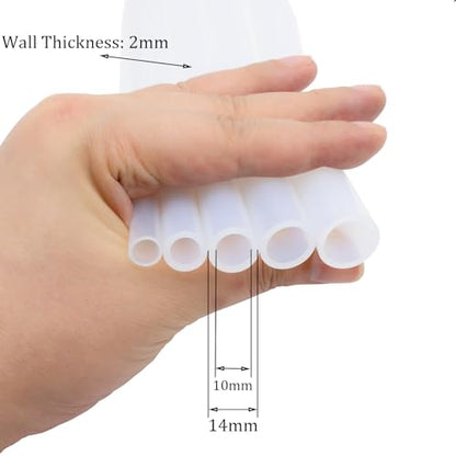 Silicone Tube 3/8"(10mm) ID x 9/16"(14mm) OD Clear Flexible Silicone Rubber Tubing Water Air Hose Pipe Transparent (3.3ft / 1m；10 x 14mm) - size: 10mm ID x 14mm OD