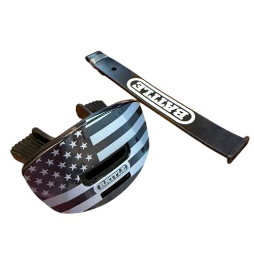 Battle Speed X Mouthguard | Interchangeable thick strap clicks securely from the back, Connected for tackle or strapless for flag, Large center venting - color: Usa Black Ops