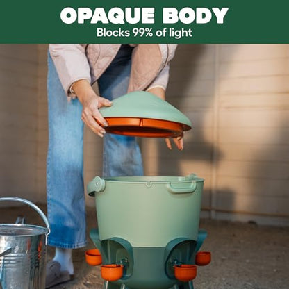 Omlet Insulated Chicken Waterer, 3 Gallon | Stay-Clean Automatic Water Dispenser for Chickens | BPA-Free | Anti-Roost Domed Lid | Includes 5 Cups & Nipples | Sage Green - color: Sage Green, size: 3 Gallon