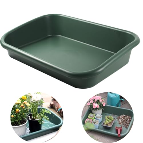 Garden Tidy Tray, Multifunctional One Piece Potting Tray for Seeding, Mixing, Growing and Pot Storage, Succulent and Cactus Soil Potting Mix Tray 23"x16.4"x4.3",Green - color: Green