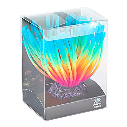 Uniclife Aquarium Imitative Iridescent Blue Sea Urchin Ball Artificial Silicone Ornament with Glowing Effect for Fish Tank Landscape Decoration