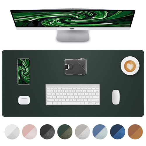 AFIING Desk Pad Protector 23.6" x 13.7" - Non-Slip Waterproof PU Leather Desk Mat for Mouse, Keyboard, Laptop, Office and Home Workspace (Dark Green) - color: Dark Green, size: 23.6" x 13.7"