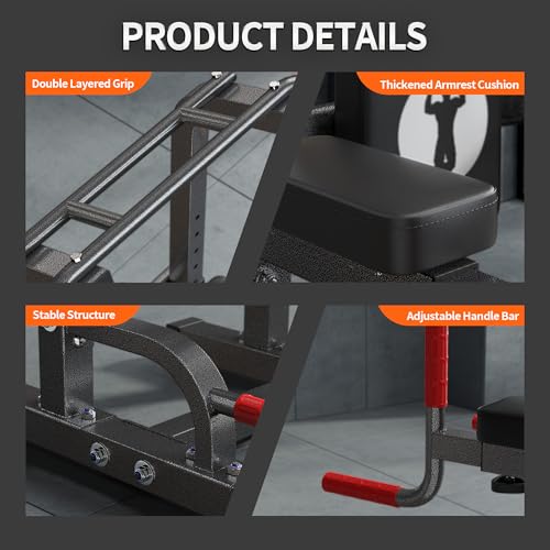 SogesHome Multifuntional Power Tower Pull Up Bar Dip Station for Home Gym - color: Black & Red