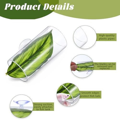 2 Pcs Acrylic Betta Hammock Tunnel Fish Tank Accessories with Soft Faux Leaf Fish Shelter Hideaway with Suction Cups for Sleeping Hiding Resting