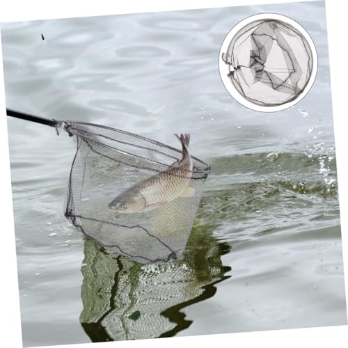 WOONEKY 4pcs Foldable Fishing Landing Net Head Replacement, 40cm Stainless Steel Deep Round Net Frame with Soft Mesh, Saltwater and Freshwater Fishing Gear Accessory for Anglers