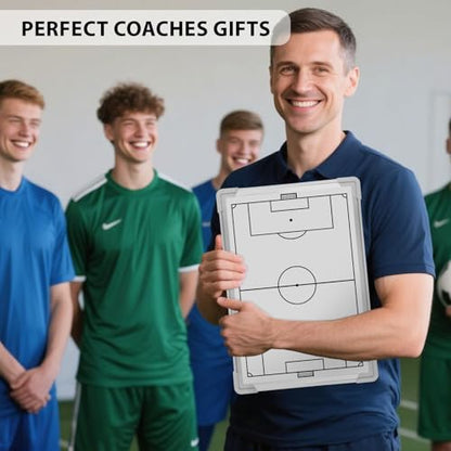Soccer Dry Erase Coaches Clipboard, Large Soccer Lineup Coaching Strategy Tactics Board,Portable Soccer Clipboard for Coaches Soccer Dry Erase Whiteboard Strategy Tactical Blackboard